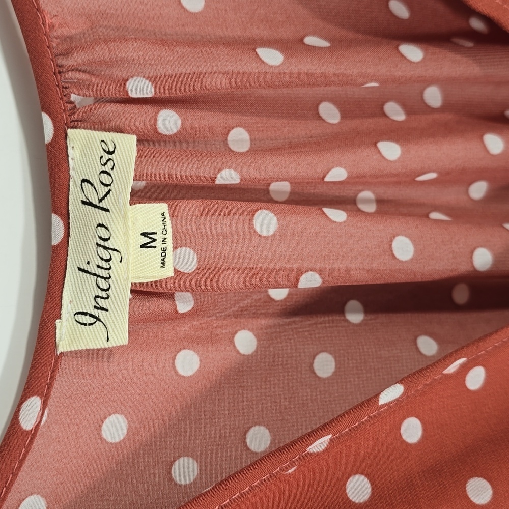 {Indigo Rose} Polka Dot Pleated Dress - Size MEDIUM - Picture 14 of 16